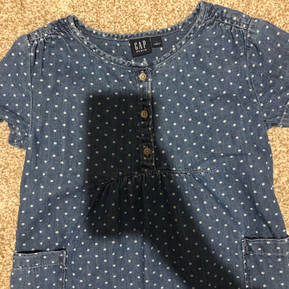 GAP Girls BNWOT denim polka dot dress - Picture 5 of 5